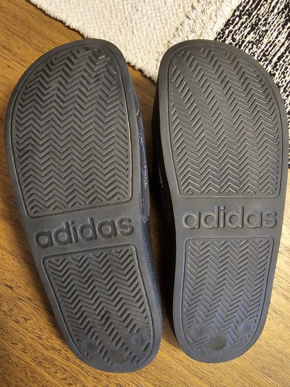 adidas Kids Black Slides with Red & Blue Spider-Man Graphic
